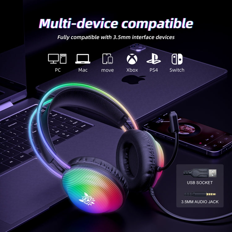 ONIKUMA X29 Head-mounted RGB Light Wired Gaming Headset, Cable Length: 2.2m(Black) - Multimedia Headset by ONIKUMA | Online Shopping South Africa | PMC TechLife | Buy Now Pay Later Mobicred