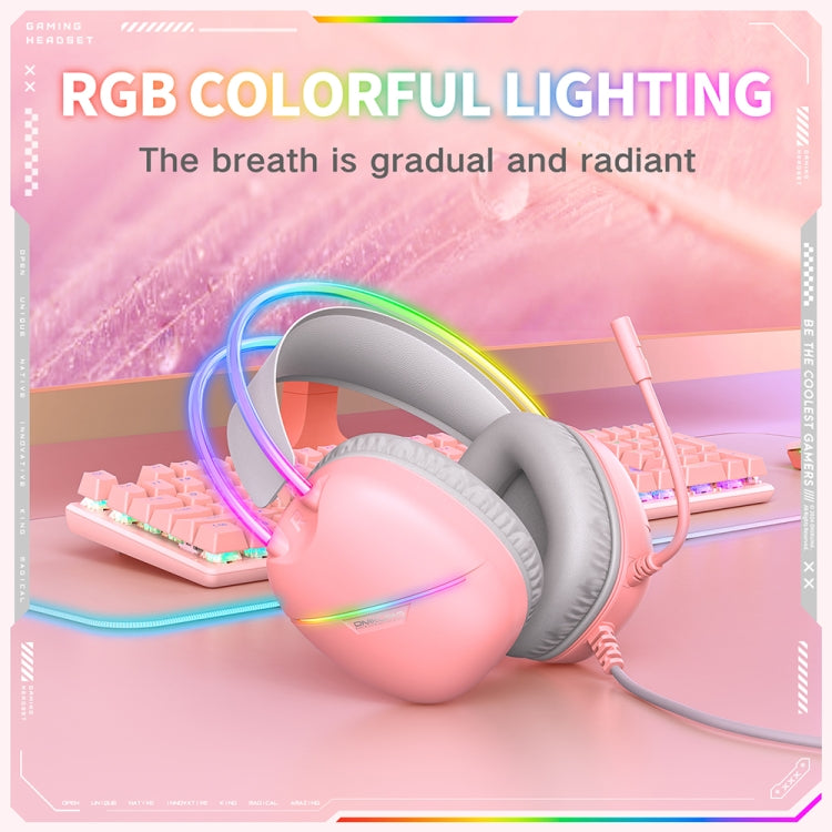 ONIKUMA X33 Head-mounted RGB Light E-Sports Gaming Headset, Cable Length: 2m(Pink) - Multimedia Headset by ONIKUMA | Online Shopping South Africa | PMC TechLife | Buy Now Pay Later Mobicred