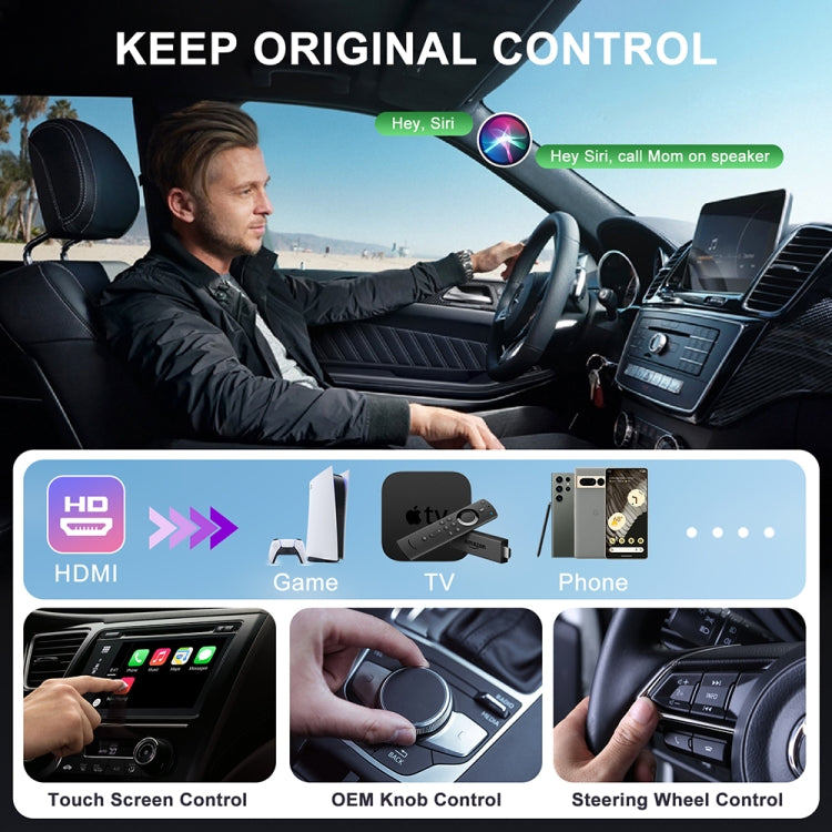 USB and HDMI Wired to Wireless CarPlay Auto Adapter, Specification:Round(Silver) - free shipping - PMC Jewellery - Order now!