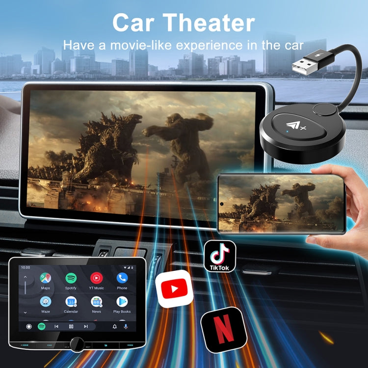 USB Interface Wired to Wireless CarPlay Auto Adapter for Android, Specification:Round(Black) - free shipping - PMC Jewellery - Order now!