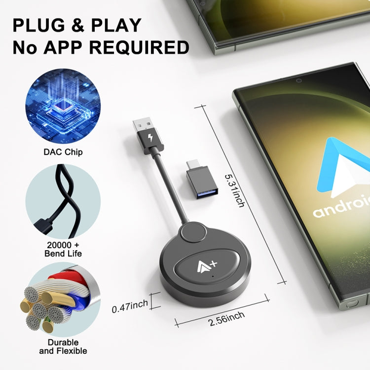 USB Interface Wired to Wireless CarPlay Auto Adapter for Android, Specification:Round(Black) - free shipping - PMC Jewellery - Order now!