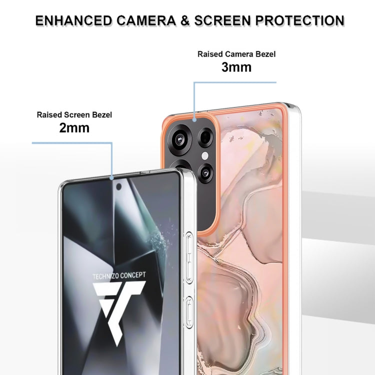 For Samsung Galaxy S25 Ultra 5G Electroplating Marble Dual-side IMD Phone Case(Rose Gold 015) - Galaxy S25 Ultra 5G Cases by PMC TechLife | Online Shopping South Africa | PMC TechLife | Buy Now Pay Later Mobicred
