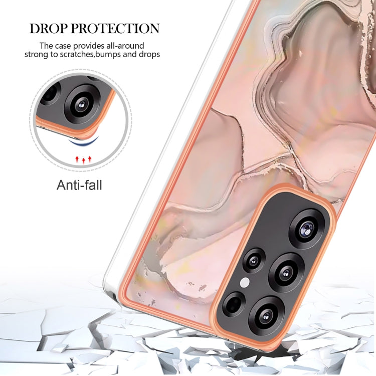 For Samsung Galaxy S25 Ultra 5G Electroplating Marble Dual-side IMD Phone Case(Rose Gold 015) - Galaxy S25 Ultra 5G Cases by PMC TechLife | Online Shopping South Africa | PMC TechLife | Buy Now Pay Later Mobicred