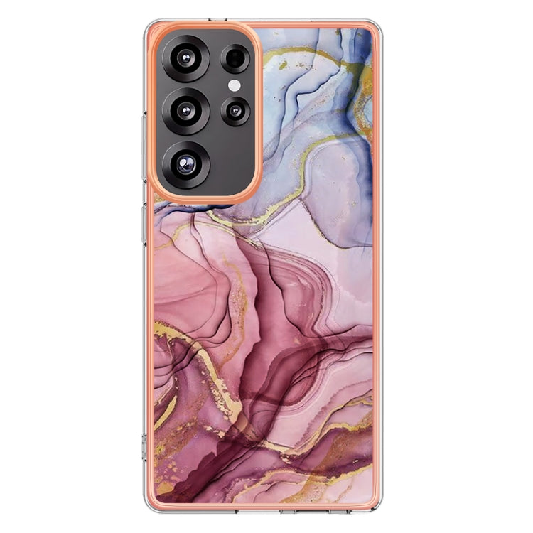 For Samsung Galaxy S25 Ultra 5G Electroplating Marble Dual-side IMD Phone Case(Rose Red 014) - Galaxy S25 Ultra 5G Cases by PMC TechLife | Online Shopping South Africa | PMC TechLife | Buy Now Pay Later Mobicred