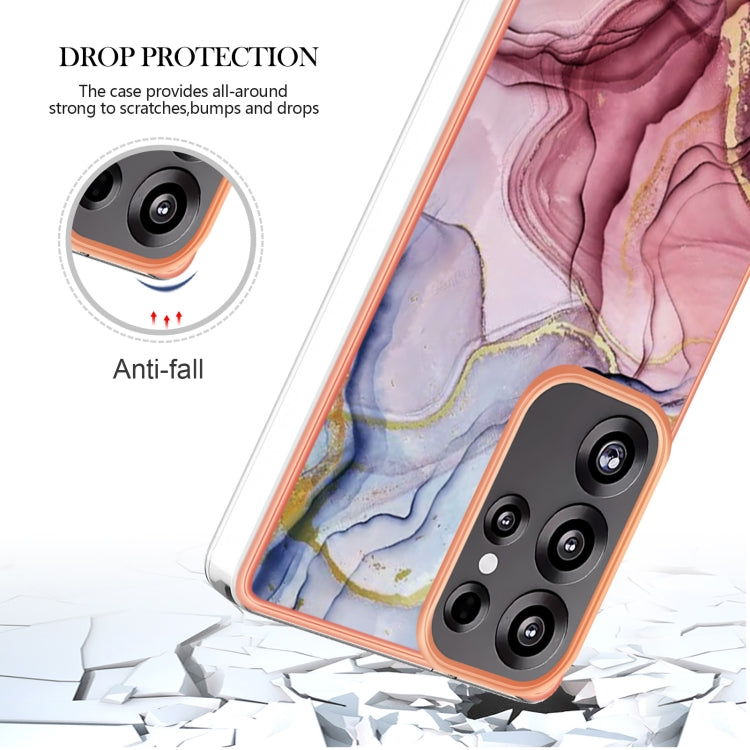 For Samsung Galaxy S25 Ultra 5G Electroplating Marble Dual-side IMD Phone Case(Rose Red 014) - Galaxy S25 Ultra 5G Cases by PMC TechLife | Online Shopping South Africa | PMC TechLife | Buy Now Pay Later Mobicred