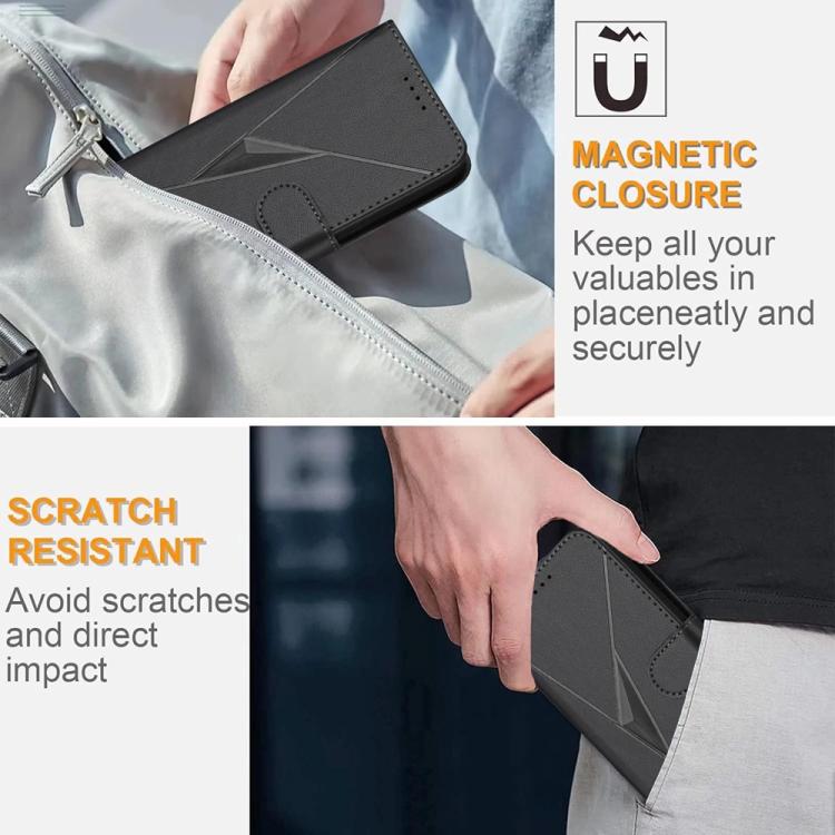 For iPhone 17 Air Triangle Pattern Buckle Clasp Leather Phone Case(Black) - free shipping - PMc TechLife - Order now!