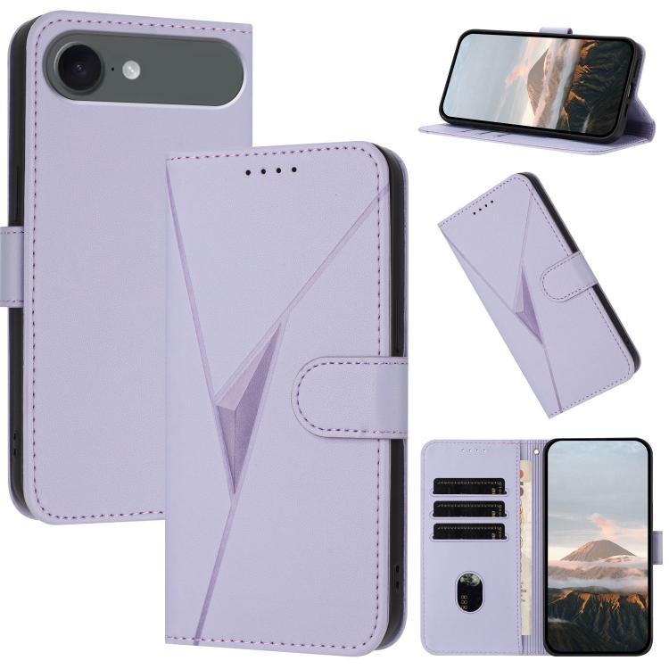 For iPhone 17 Air Triangle Pattern Buckle Clasp Leather Phone Case(Light Purple) - free shipping - PMc TechLife - Order now!
