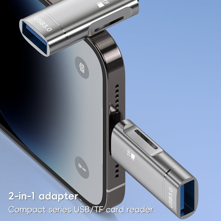 2 in 1 8 Pin to USB and TF Card Reader Adapter(Grey) - U Disk & Card Reader by PMC Jewellery | Online Shopping South Africa | PMC Jewellery | Buy Now Pay Later Mobicred