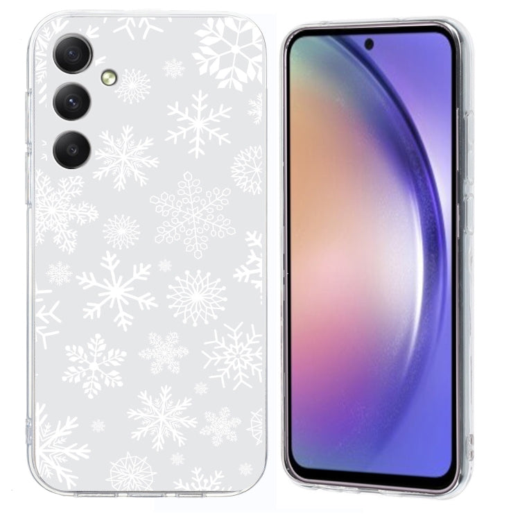 For Samsung Galaxy S25+ 5G Christmas Painted Pattern TPU Transparent Phone Case(Snowflakes) - Galaxy S25+ 5G Cases by PMC Jewellery | Online Shopping South Africa | PMC Jewellery | Buy Now Pay Later Mobicred