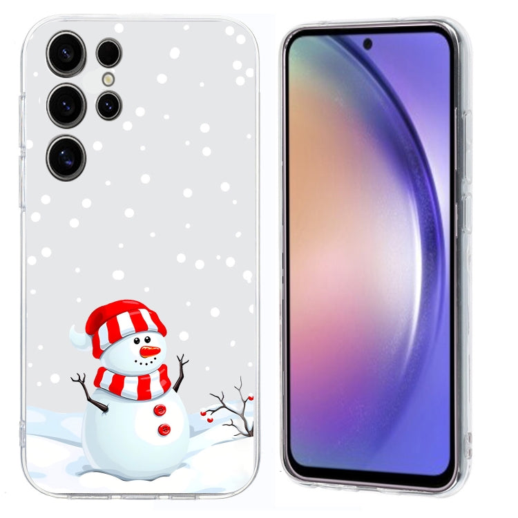 For Samsung Galaxy S25 Ultra 5G Christmas Painted Pattern TPU Transparent Phone Case(Snowman) - Galaxy S25 Ultra 5G Cases by PMC Jewellery | Online Shopping South Africa | PMC Jewellery | Buy Now Pay Later Mobicred
