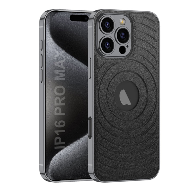 For iPhone 16 Pro GKK Plating Leather Wave MagSafe Phone Case(Black) - free shipping - PMC Jewellery - Order now!