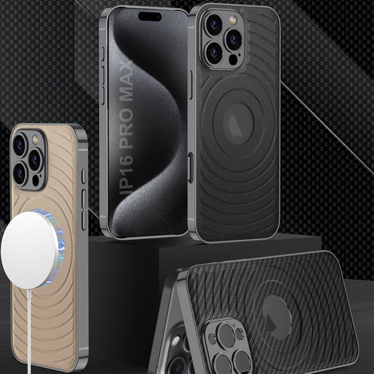 For iPhone 16 Pro GKK Plating Leather Wave MagSafe Phone Case(Copper) - free shipping - PMC Jewellery - Order now!