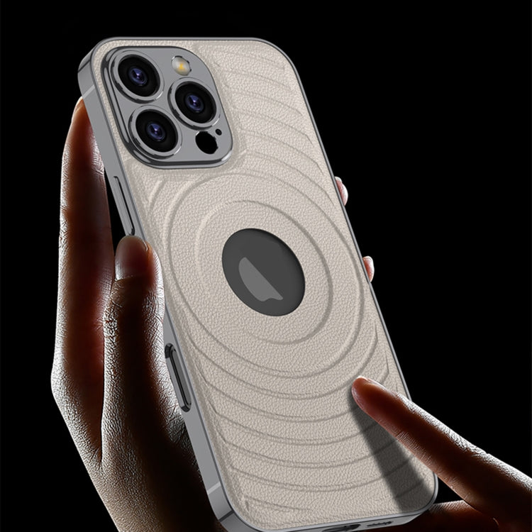 For iPhone 16 Pro GKK Plating Leather Wave MagSafe Phone Case(Titanium Gray) - free shipping - PMC Jewellery - Order now!