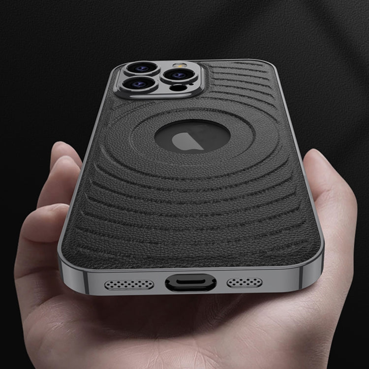 For iPhone 16 Pro Max GKK Plating Leather Wave MagSafe Phone Case(Black) - free shipping - PMC Jewellery - Order now!