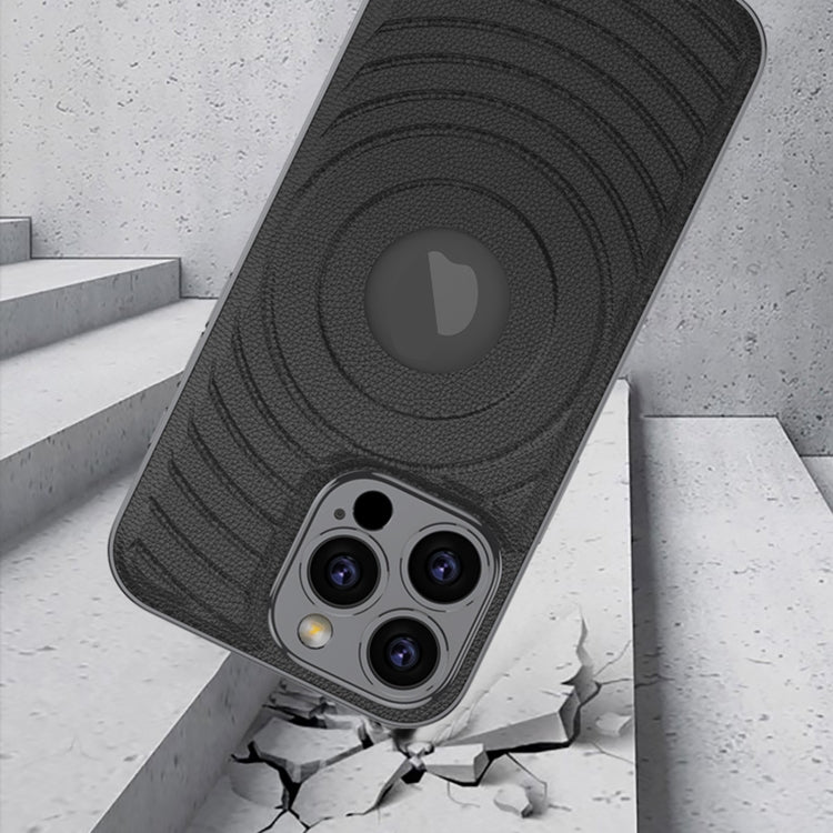 For iPhone 16 Pro Max GKK Plating Leather Wave MagSafe Phone Case(Titanium Gray) - free shipping - PMC Jewellery - Order now!