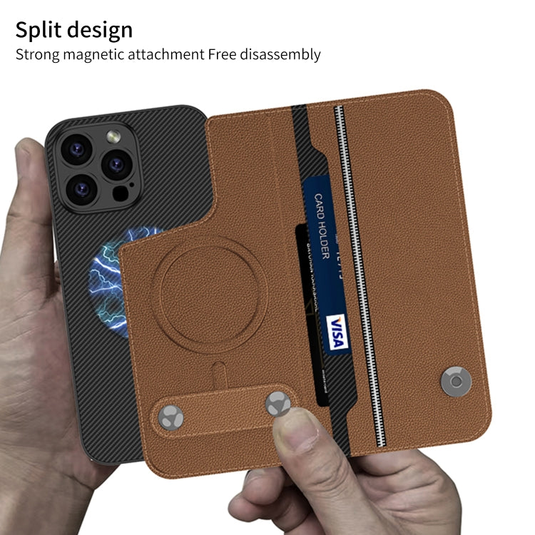 For iPhone 16 Pro Max GKK Detachable Flip Leather MagSafe Phone Case(Carbon Fiber) - free shipping - PMC Jewellery - Order now!