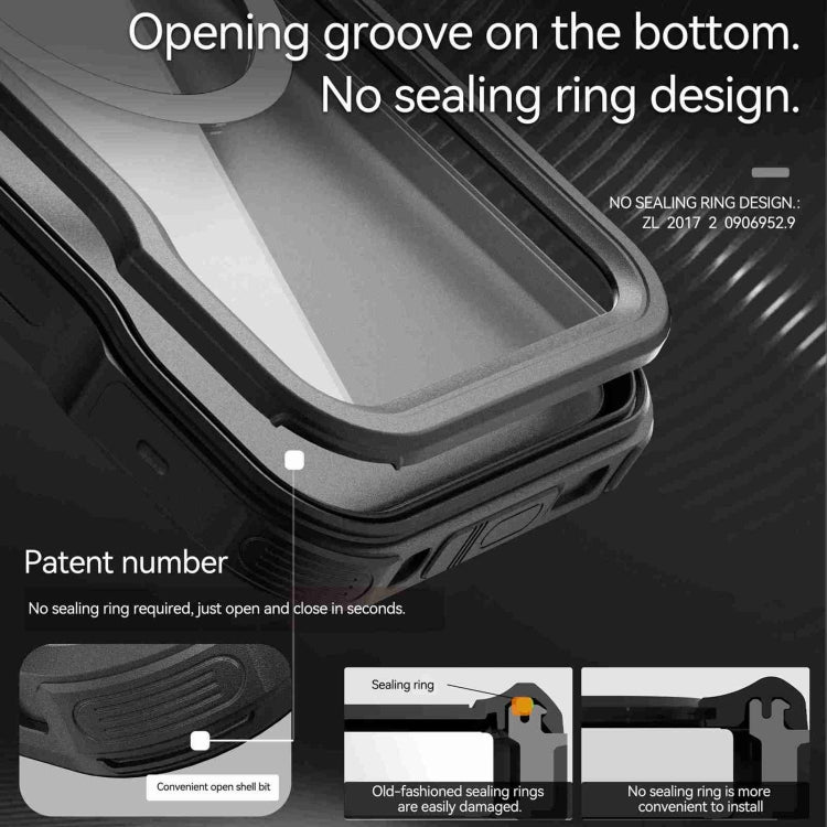 For iPhone 16 Pro RedPepper IP68 Waterproof Triple-proof MagSafe Phone Case(Black) - free shipping - PMC Jewellery - Order now!