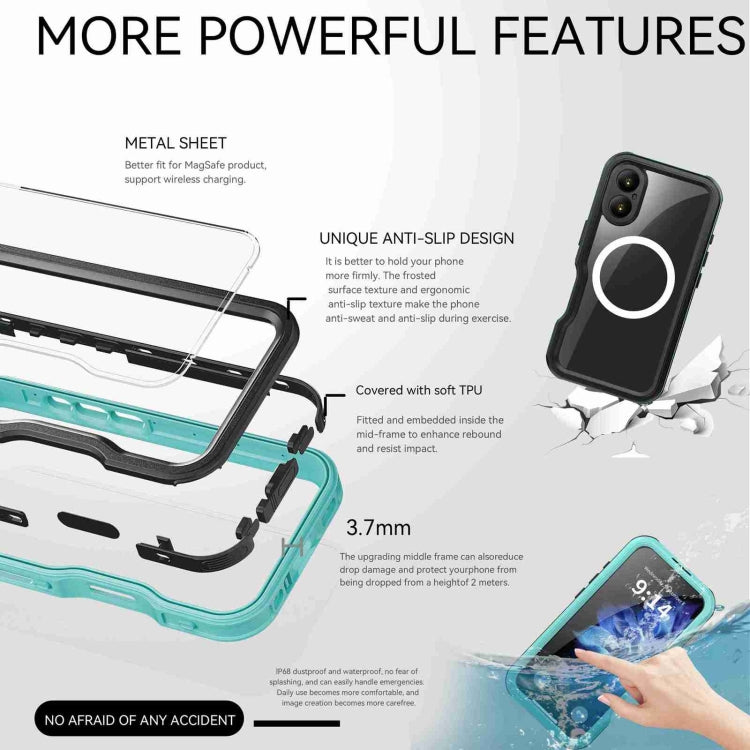 For iPhone 16 Plus RedPepper IP68 Waterproof Triple-proof MagSafe Phone Case(Black Blue) - free shipping - PMC Jewellery - Order now!