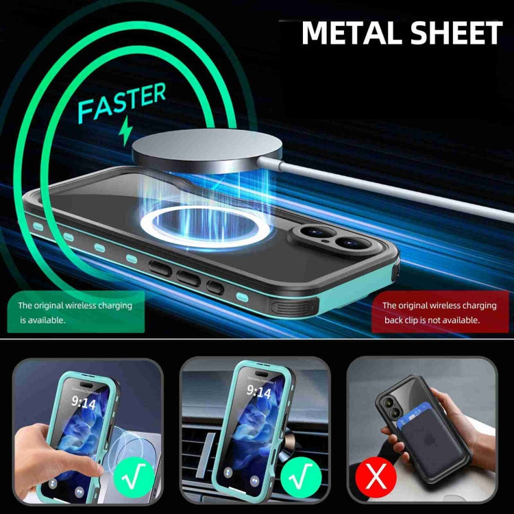 For iPhone 16 Plus RedPepper IP68 Waterproof Triple-proof MagSafe Phone Case(Black Blue) - free shipping - PMC Jewellery - Order now!