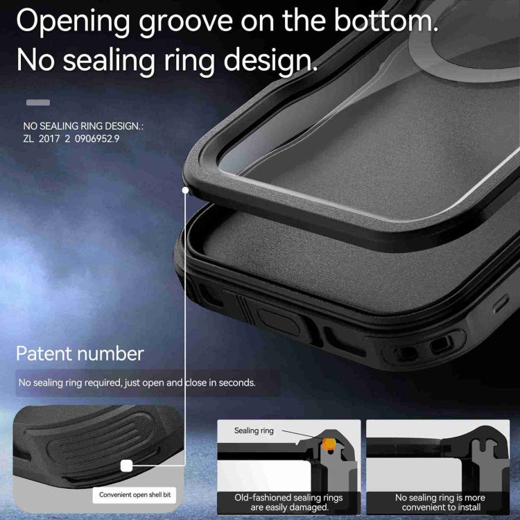 For iPhone 16 Plus RedPepper IP68 Waterproof Triple-proof MagSafe Phone Case(Black Blue) - free shipping - PMC Jewellery - Order now!