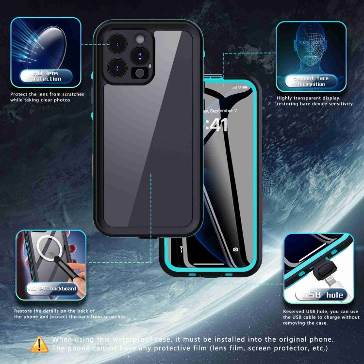For iPhone 16 Pro Max RedPepper Transparent Dot IP68 Waterproof Triple-proof Phone Case(Black Blue) - free shipping - PMC Jewellery - Order now!