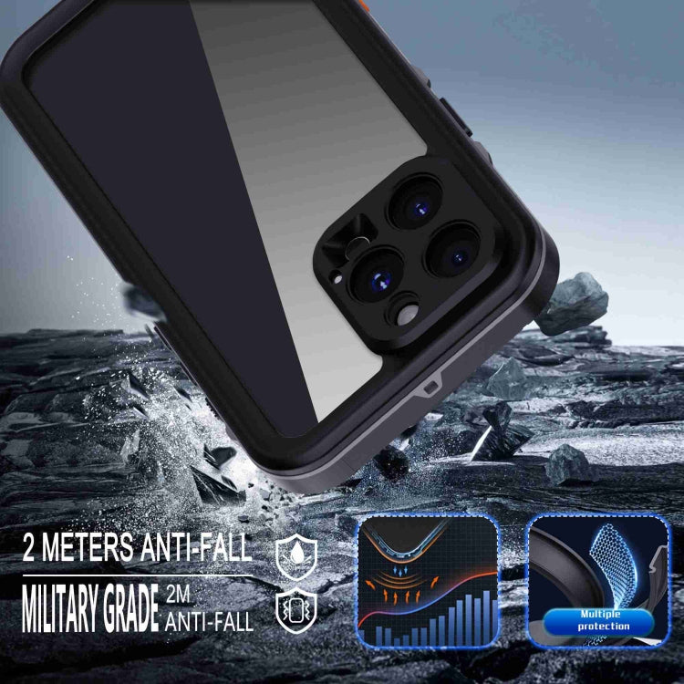 For iPhone 16 Pro RedPepper Transparent Dot IP68 Waterproof Triple-proof Phone Case(Black Dark Grey) - free shipping - PMC Jewellery - Order now!