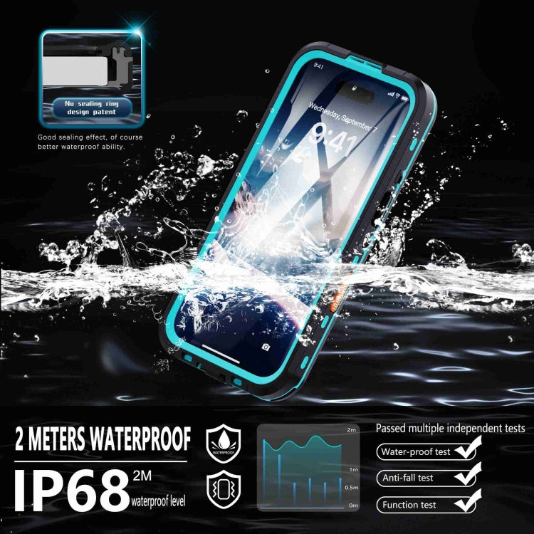 For iPhone 16 Plus RedPepper Transparent Dot IP68 Waterproof Triple-proof Phone Case(Black Blue) - free shipping - PMC Jewellery - Order now!