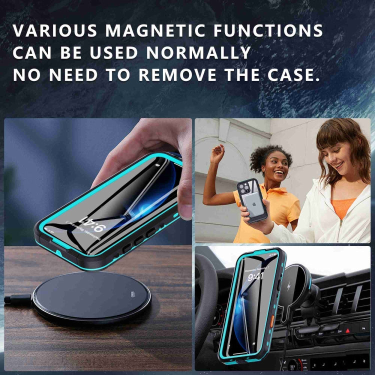 For iPhone 16 Pro RedPepper Transparent Dot IP68 Waterproof Triple-proof MagSafe Phone Case(Black Blue) - free shipping - PMC Jewellery - Order now!