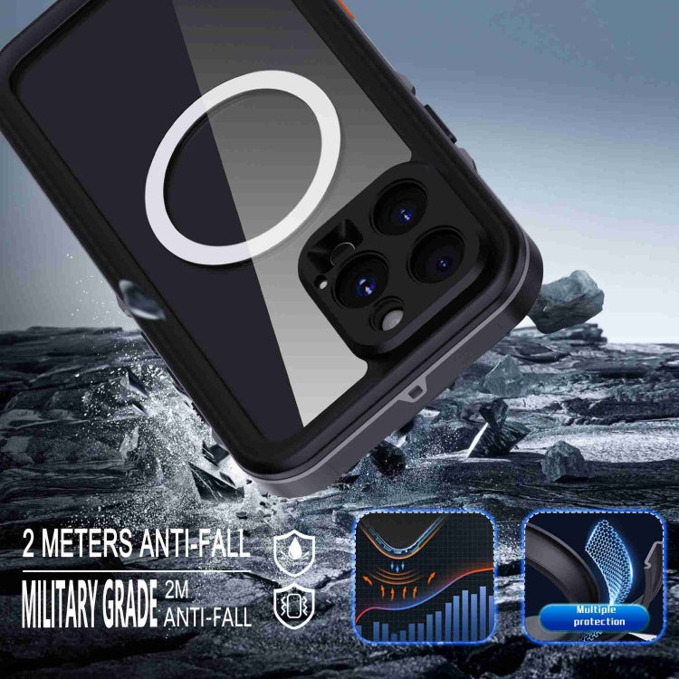 For iPhone 16 Pro RedPepper Transparent Dot IP68 Waterproof Triple-proof MagSafe Phone Case(Black Dark Grey) - free shipping - PMC Jewellery - Order now!