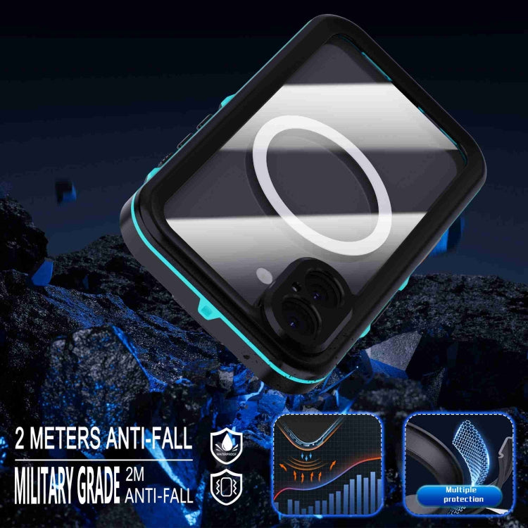 For iPhone 16 RedPepper Transparent Dot IP68 Waterproof Triple-proof MagSafe Phone Case(Black Blue) - free shipping - PMC Jewellery - Order now!