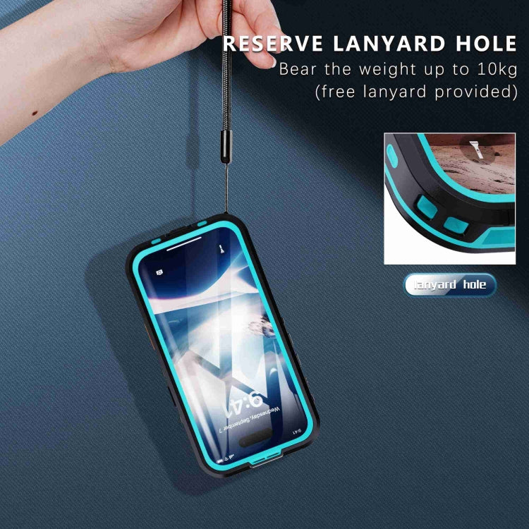 For iPhone 16 RedPepper Transparent Dot IP68 Waterproof Triple-proof MagSafe Phone Case(Black Blue) - free shipping - PMC Jewellery - Order now!