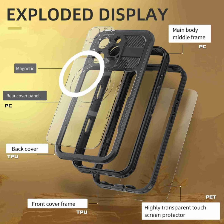 For iPhone 16 Pro Max RedPepper IP68 Waterproof Triple-proof MagSafe Phone Case(Black) - free shipping - PMC Jewellery - Order now!