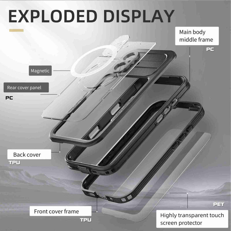 For iPhone 16 RedPepper IP68 Waterproof Triple-proof MagSafe Phone Case(Black) - free shipping - PMC Jewellery - Order now!