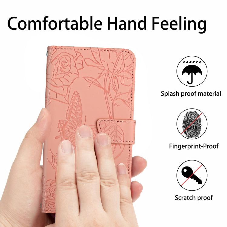 For Samsung Galaxy S25 Ultra 5G Skin Feel Butterfly Embossed Flip Leather Phone Case(Pink) - Galaxy S25 Ultra 5G Cases by PMC Jewellery | Online Shopping South Africa | PMC Jewellery | Buy Now Pay Later Mobicred
