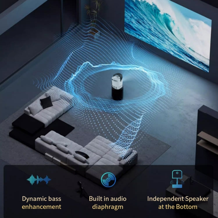 TS-2 1920 x 1080P 240ANSI HiSilicon 352 Android 9.0 Telescopic Projector, US Plug(White) - LED Projector by PMC TechLife | Online Shopping South Africa | PMC TechLife | Buy Now Pay Later Mobicred