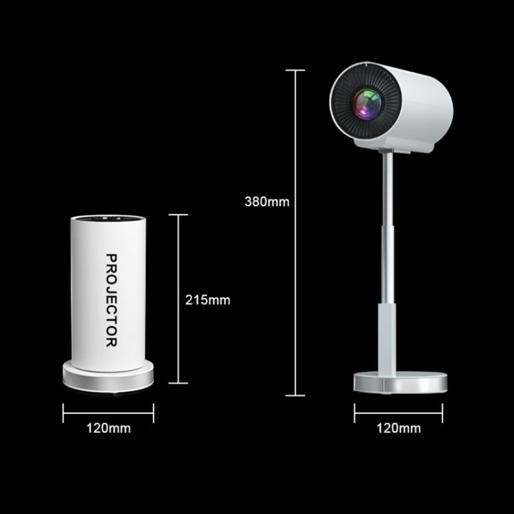 TS-3 1280x720P 260ANSI HiSilicon 352 Android 9.0 Telescopic Projector, US Plug(White) - LED Projector by PMC TechLife | Online Shopping South Africa | PMC TechLife | Buy Now Pay Later Mobicred