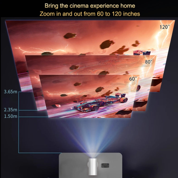 TS-3 1280x720P 260ANSI HiSilicon 352 Android 9.0 Telescopic Projector, UK Plug(White) - LED Projector by PMC TechLife | Online Shopping South Africa | PMC TechLife | Buy Now Pay Later Mobicred