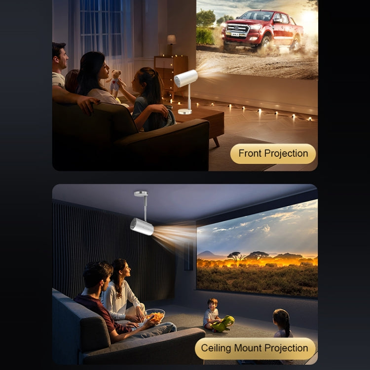 TS-3 1280x720P 260ANSI HiSilicon 352 Android 9.0 Telescopic Projector, EU Plug(White) - LED Projector by PMC TechLife | Online Shopping South Africa | PMC TechLife | Buy Now Pay Later Mobicred