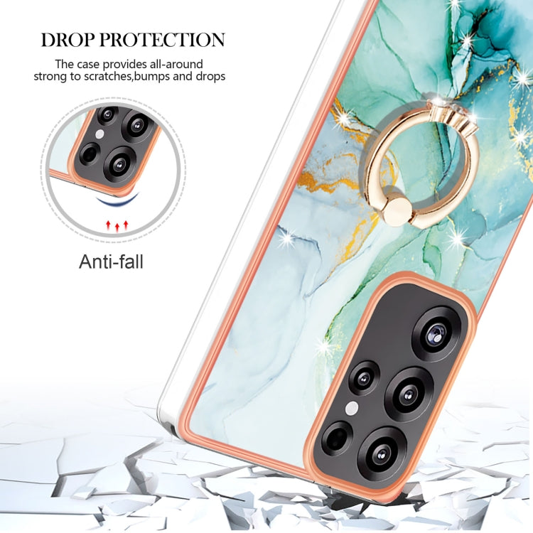 For Samsung Galaxy S25 Ultra 5G Electroplating Marble IMD TPU Phone Case with Ring Holder(Green 003) - Galaxy S25 Ultra 5G Cases by PMC Jewellery | Online Shopping South Africa | PMC Jewellery | Buy Now Pay Later Mobicred