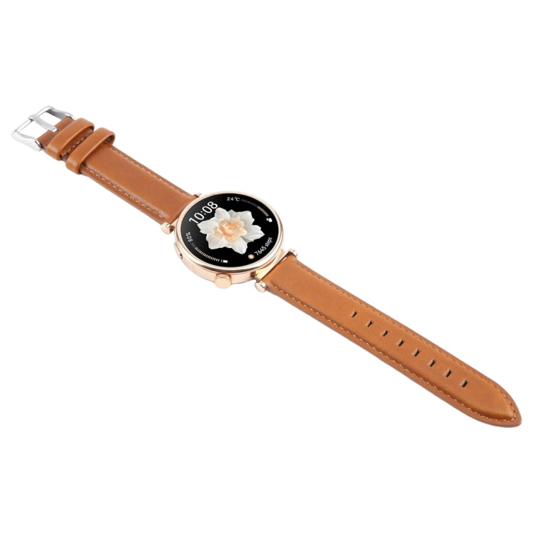 14mm Silver Steel Buckle Genuine Leather Watch Band Wristband(Brown) - 20mm Bands by PMc TechLife | Online Shopping South Africa | PMc TechLife | Buy Now Pay Later Mobicred