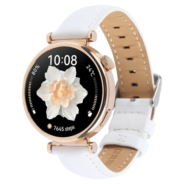 14mm Silver Steel Buckle Genuine Leather Watch Band Wristband(White) - free shipping - PMc TechLife - Order now!