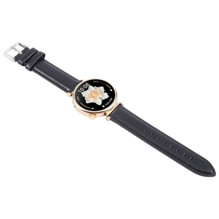 18mm Silver Steel Buckle Genuine Leather Watch Band Wristband(Black) - 18mm Bands by PMc TechLife | Online Shopping South Africa | PMc TechLife | Buy Now Pay Later Mobicred