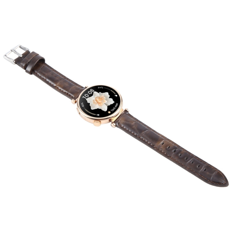 22mm Silver Steel Buckle Genuine Leather Watch Band Wristband(Coffee) - 22mm Bands by PMc TechLife | Online Shopping South Africa | PMc TechLife | Buy Now Pay Later Mobicred