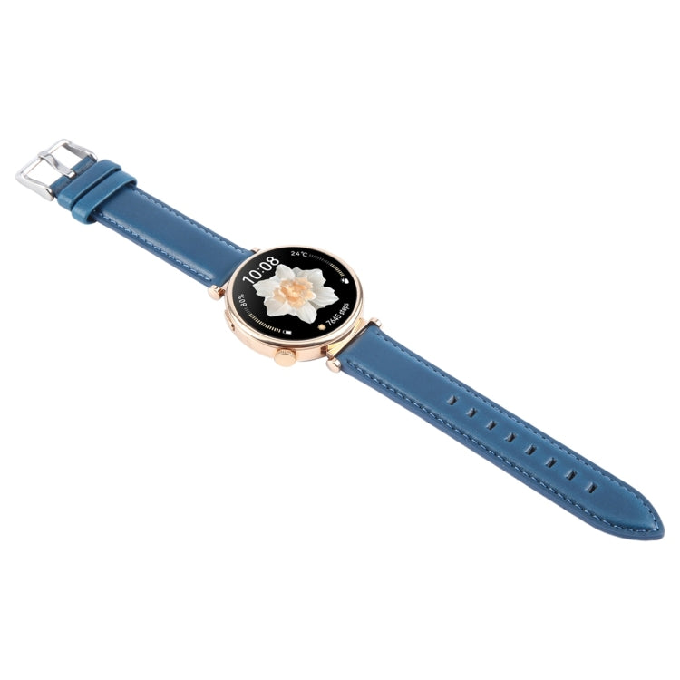 22mm Silver Steel Buckle Genuine Leather Watch Band Wristband(Blue) - 22mm Bands by PMc TechLife | Online Shopping South Africa | PMc TechLife | Buy Now Pay Later Mobicred
