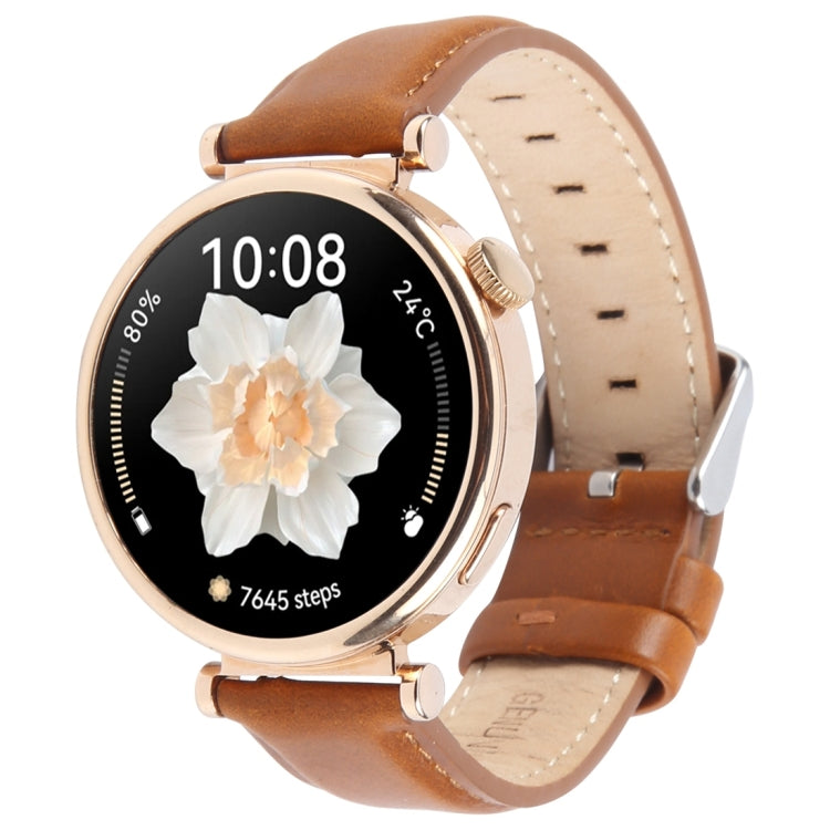 22mm Silver Steel Buckle Genuine Leather Watch Band Wristband(Brown) - 22mm Bands by PMc TechLife | Online Shopping South Africa | PMc TechLife | Buy Now Pay Later Mobicred