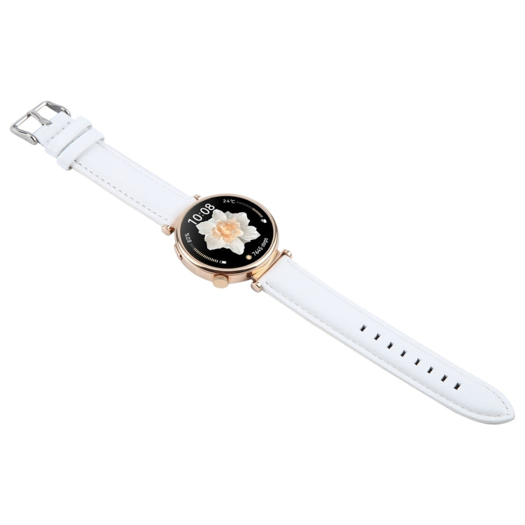 22mm Silver Steel Buckle Genuine Leather Watch Band Wristband(White) - 22mm Bands by PMc TechLife | Online Shopping South Africa | PMc TechLife | Buy Now Pay Later Mobicred