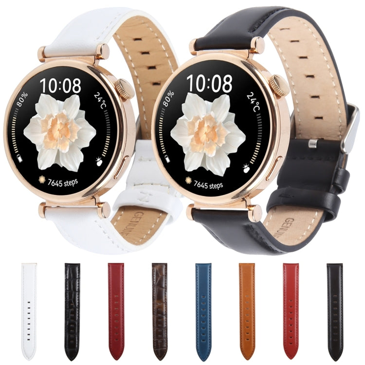 14mm Silver Steel Buckle Genuine Leather Watch Band Wristband(White) - free shipping - PMc TechLife - Order now!