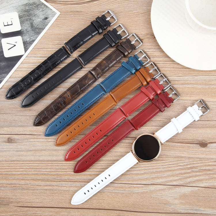22mm Silver Steel Buckle Genuine Leather Watch Band Wristband(Blue) - 22mm Bands by PMc TechLife | Online Shopping South Africa | PMc TechLife | Buy Now Pay Later Mobicred