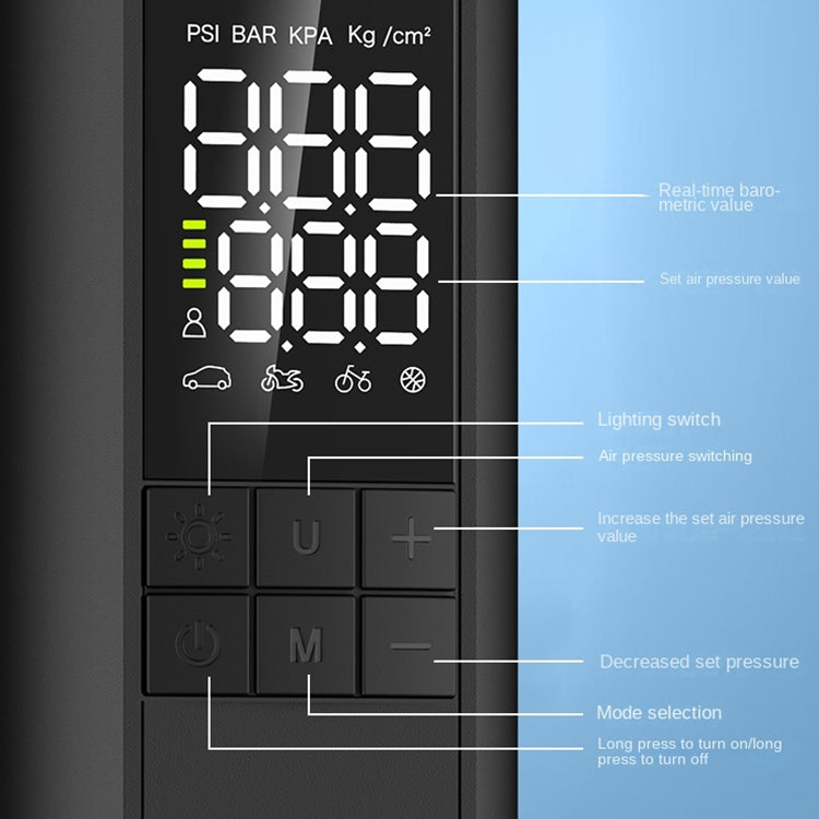T6 Car Digital Display Portable Smart Electric Wireless Air Pump(Black) - free shipping - PMC Jewellery - Order now!