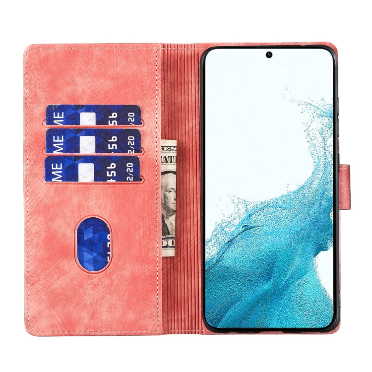 For Samsung Galaxy S25+ 5G Pen Heart Cat Embossed Leather Phone Case(Orange) - Galaxy S25+ 5G Cases by PMC TechLife | Online Shopping South Africa | PMC TechLife | Buy Now Pay Later Mobicred